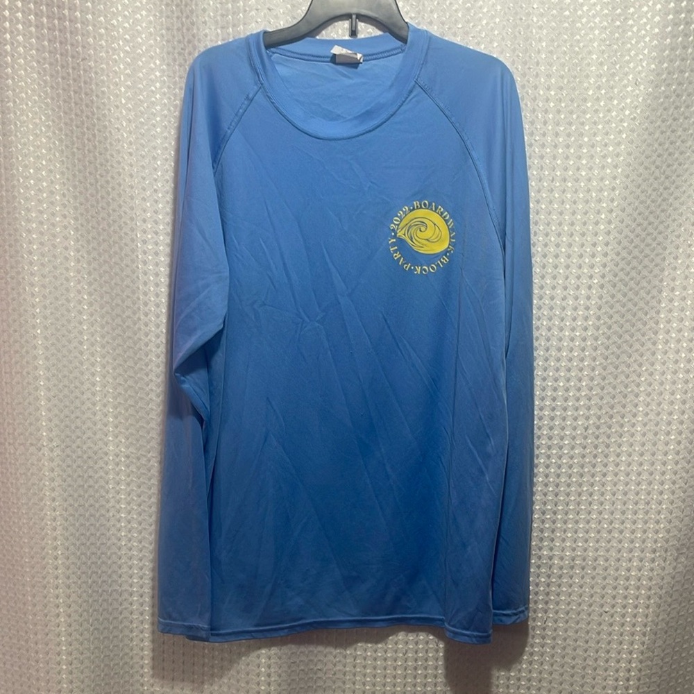 Blue Long Sleeve Shirt with Yellow Logo
